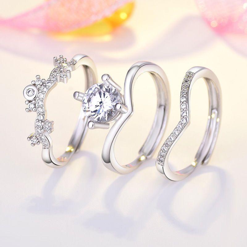 ✨Three-layer Crown Heart Ring♕adjustable