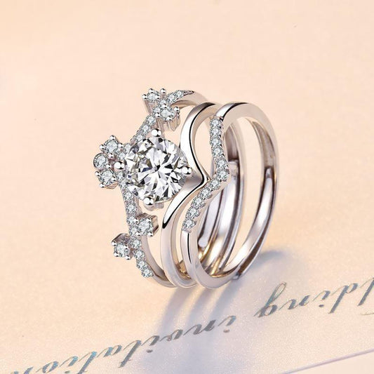 ✨Three-layer Crown Heart Ring♕adjustable