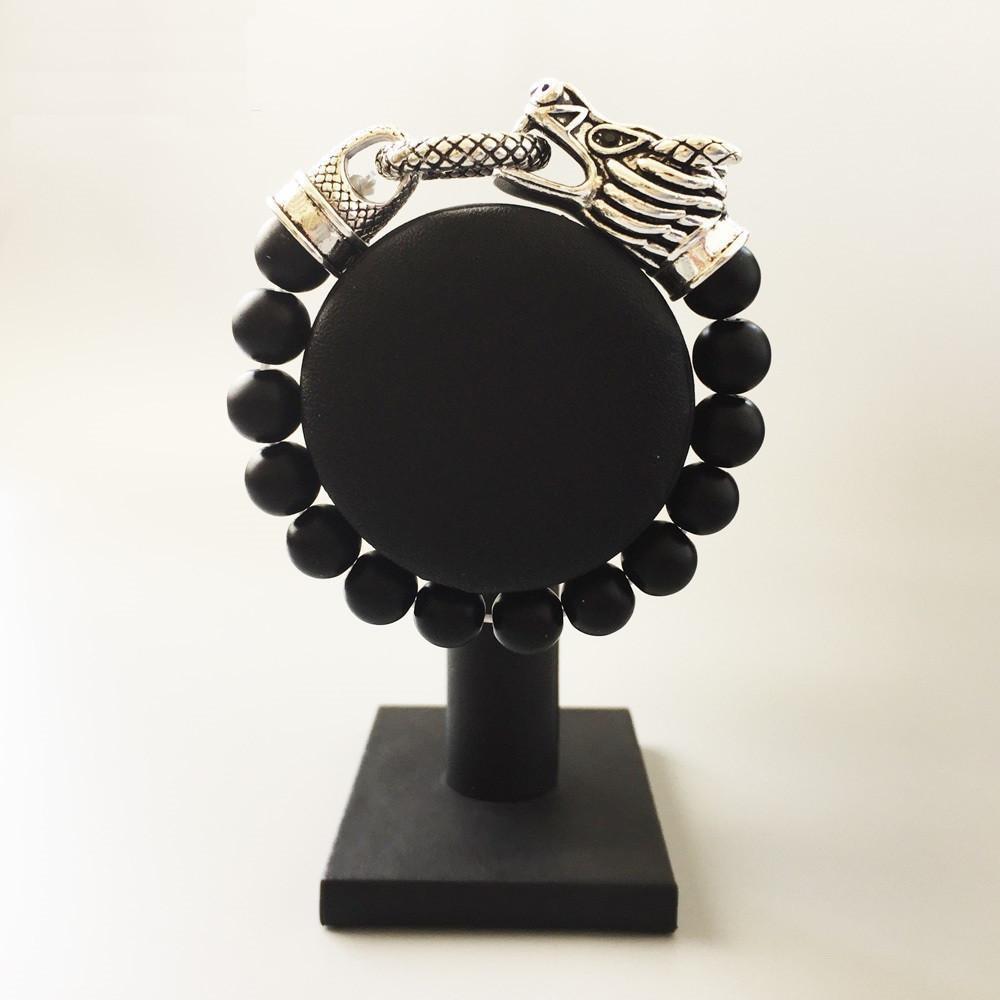 Tibetan Silver Natural Agate Beads Dragon Bracelet