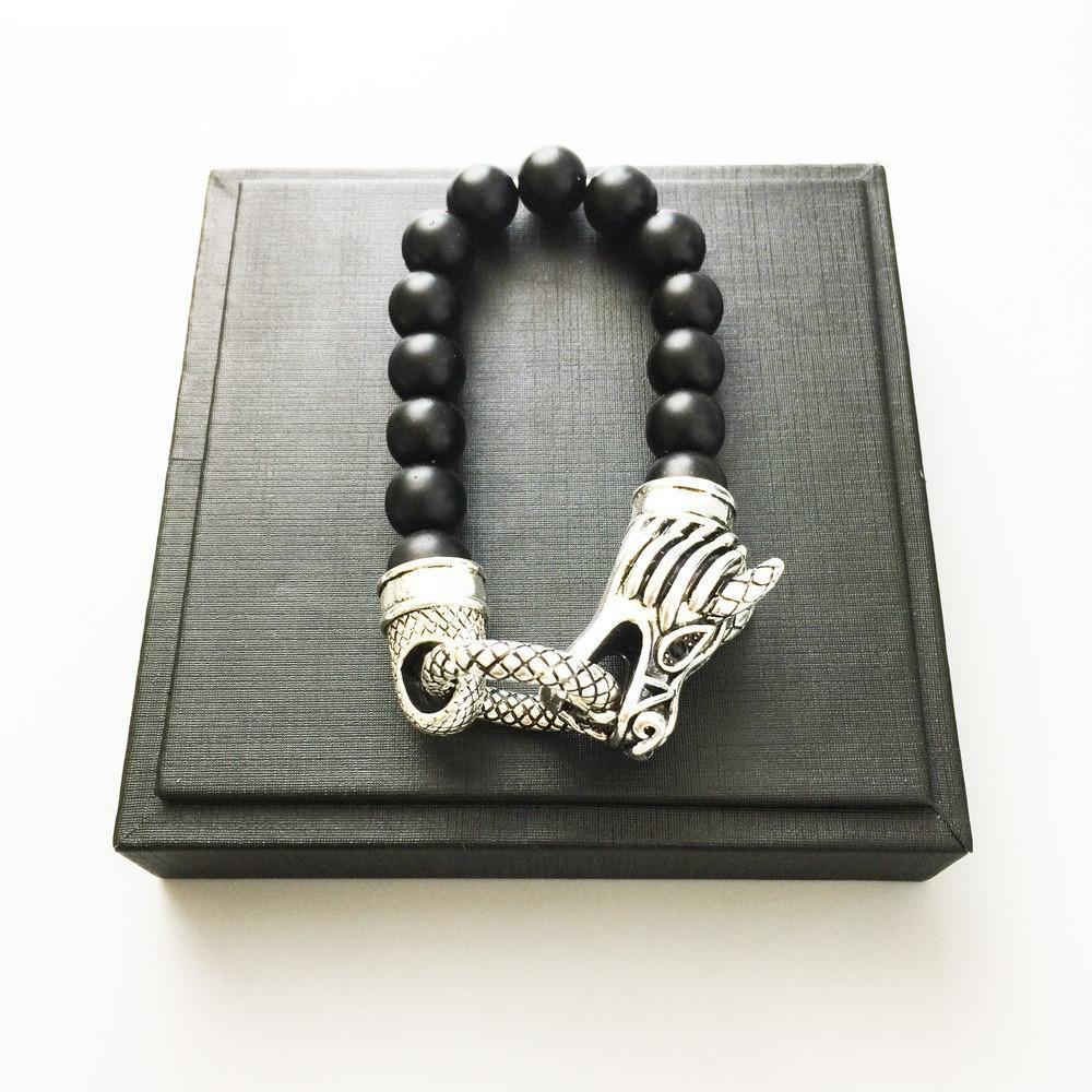 Tibetan Silver Natural Agate Beads Dragon Bracelet
