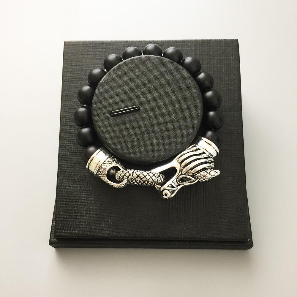 Tibetan Silver Natural Agate Beads Dragon Bracelet