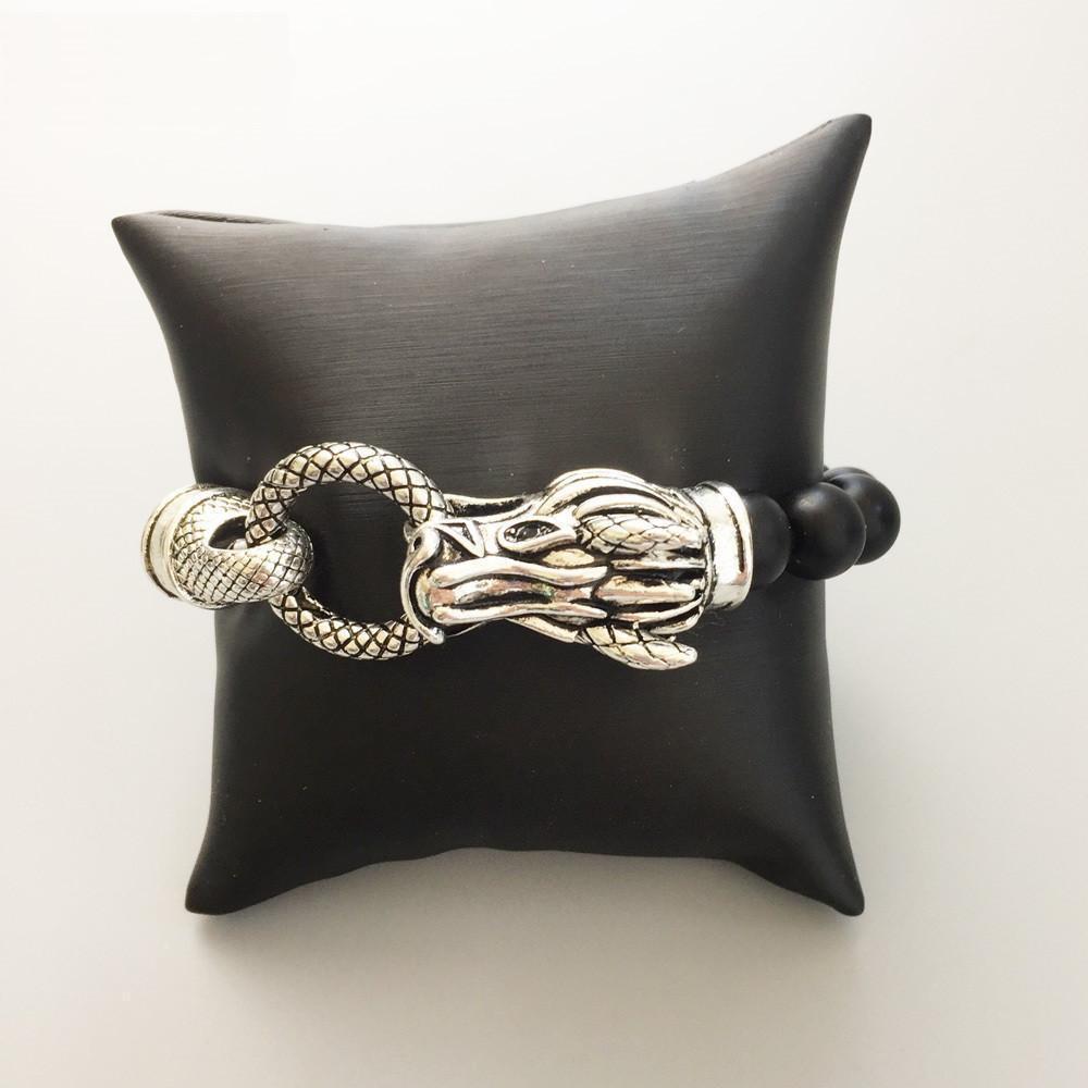 Tibetan Silver Natural Agate Beads Dragon Bracelet