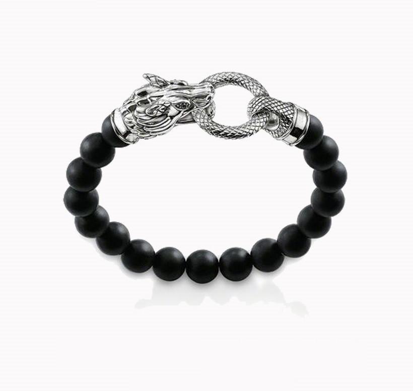 Tibetan Silver Natural Agate Beads Dragon Bracelet