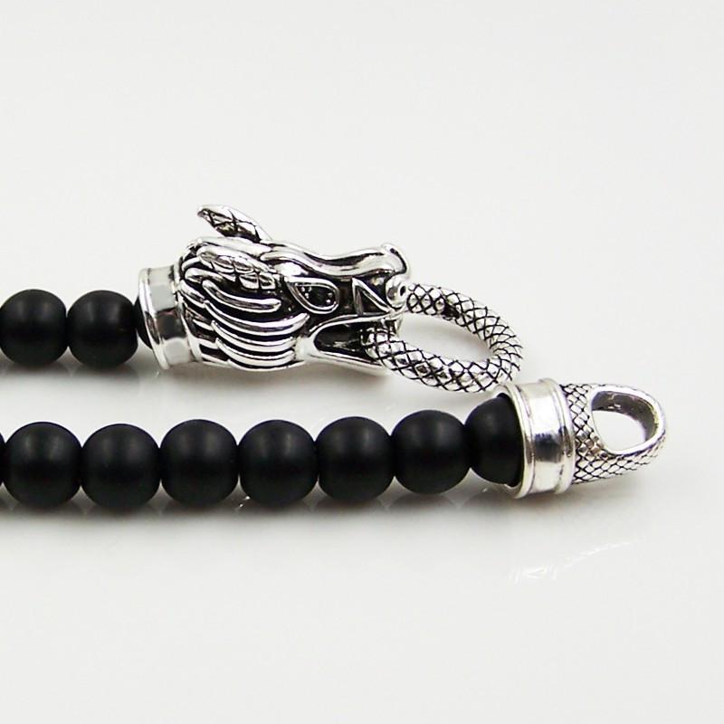 Tibetan Silver Natural Agate Beads Dragon Bracelet
