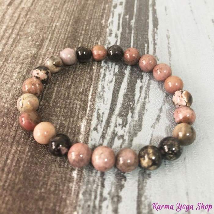 Triple Bracelet "Confidence in Love" in Rose Quartz, Rhodonite and Onyx