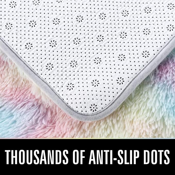 Luxury Fluffy Rainbow Colorful Area Rug | Egoodhome™
