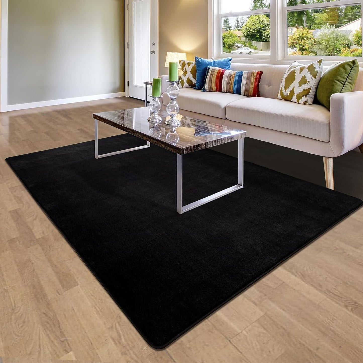 Solid-color Minimalist Washable Modern Area Rug | Egoodhome™