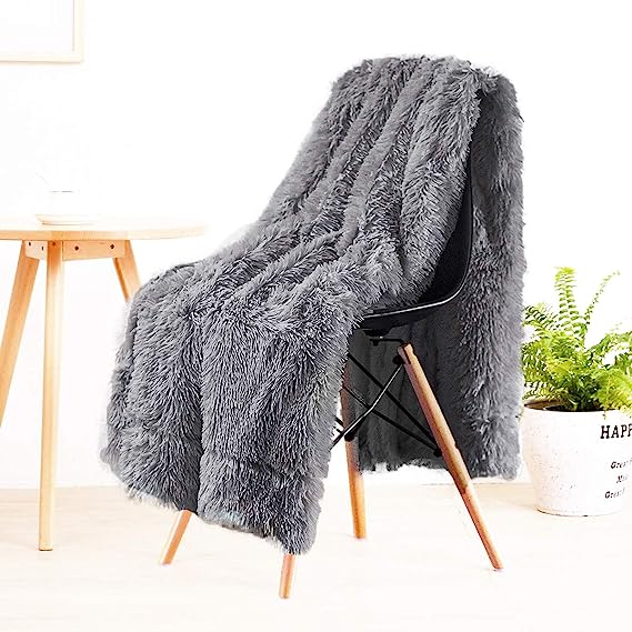 Washable Cozy Fluffy Soft Shaggy Faux Fur Blanket | Egoodhome™