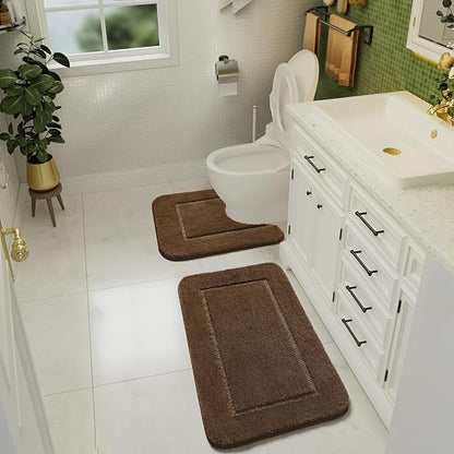 Soft Bath Rug Set 2 Piece Set, U-Shaped Bathroom Rugs | Egoodhome™