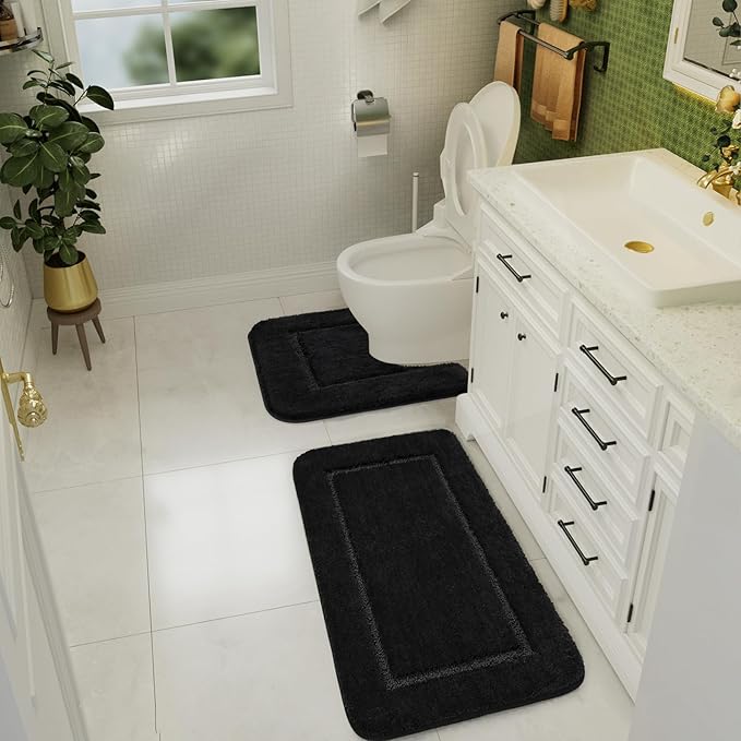 Soft Bath Rug Set 2 Piece Set, U-Shaped Bathroom Rugs | Egoodhome™