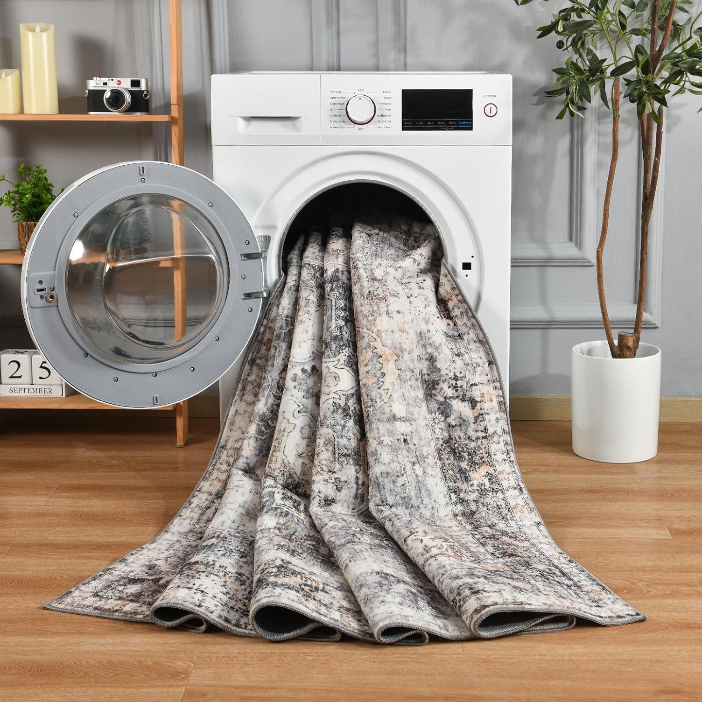 Vintage Floral Print Nonslip Thin Foldable Washable Area Rug | Musicwaker™