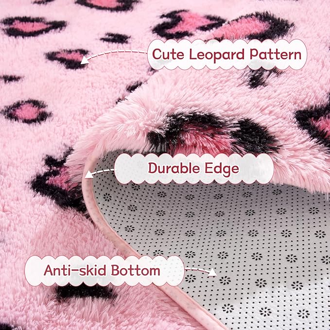 Leopard Print Non Shedding Fluffy Area Rug | Egoodhome™