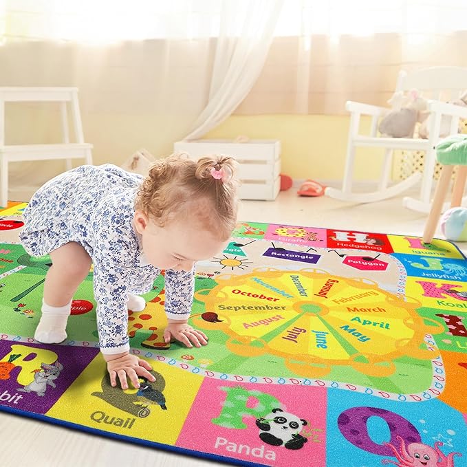 Large Playroom Rug Daycare Kids Rug, Educational and Fun Nursery Rug | Egoodhome™