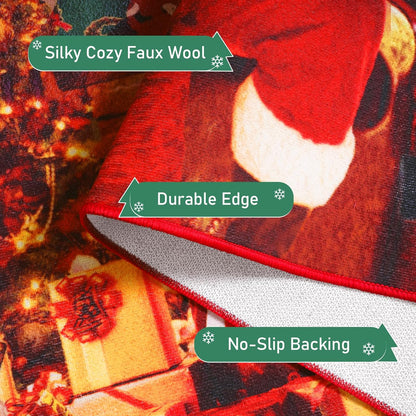 Red Christmas Soft Low-Profile Washable Area Rug | Egoodhome™