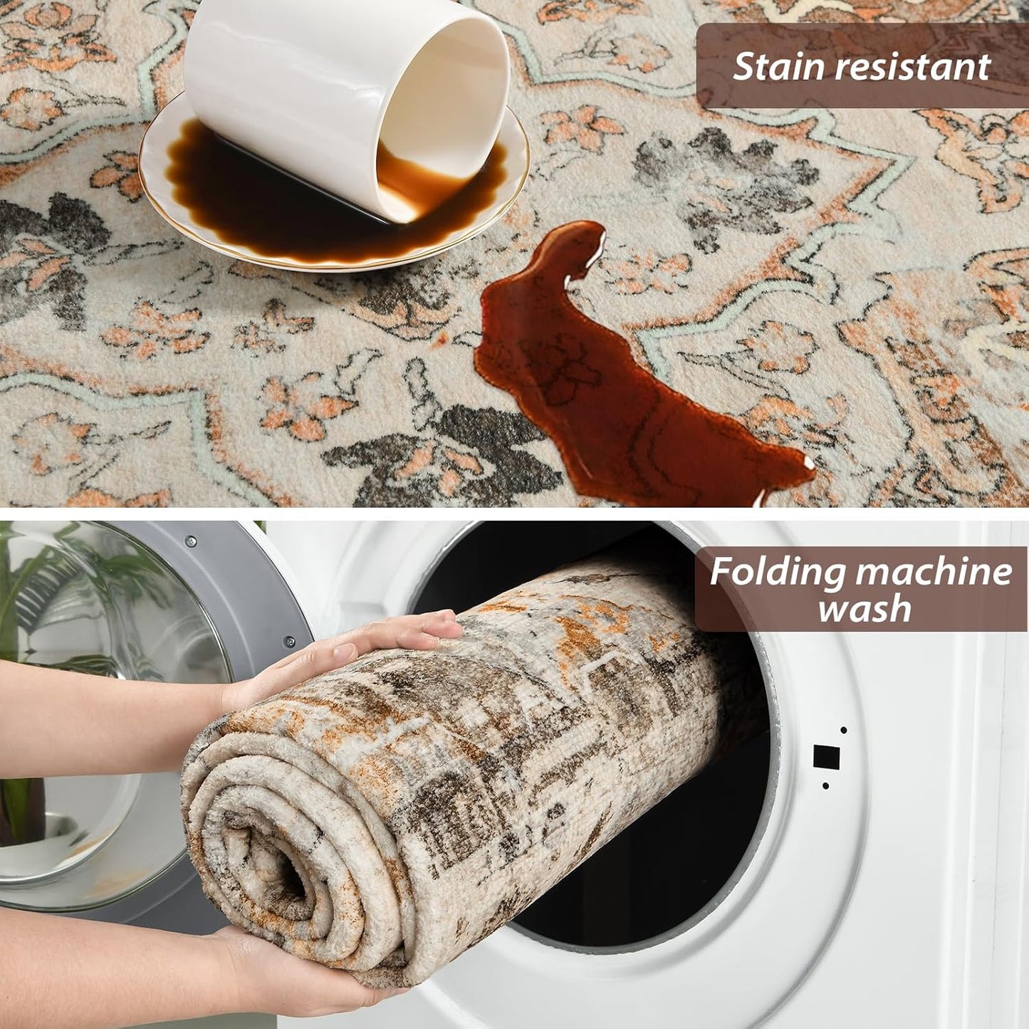 Vintage Floral Print Nonslip Thin Foldable Washable Area Rug | Musicwaker™
