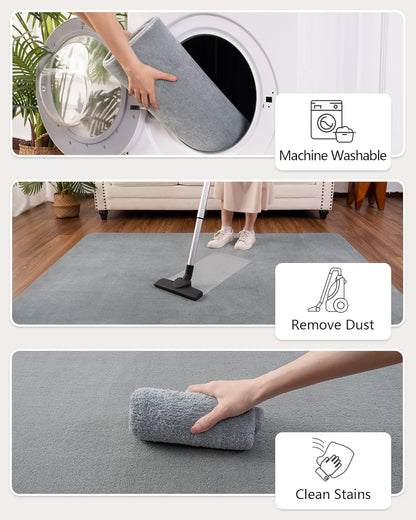 Solid-color Minimalist Washable Modern Area Rug | Egoodhome™