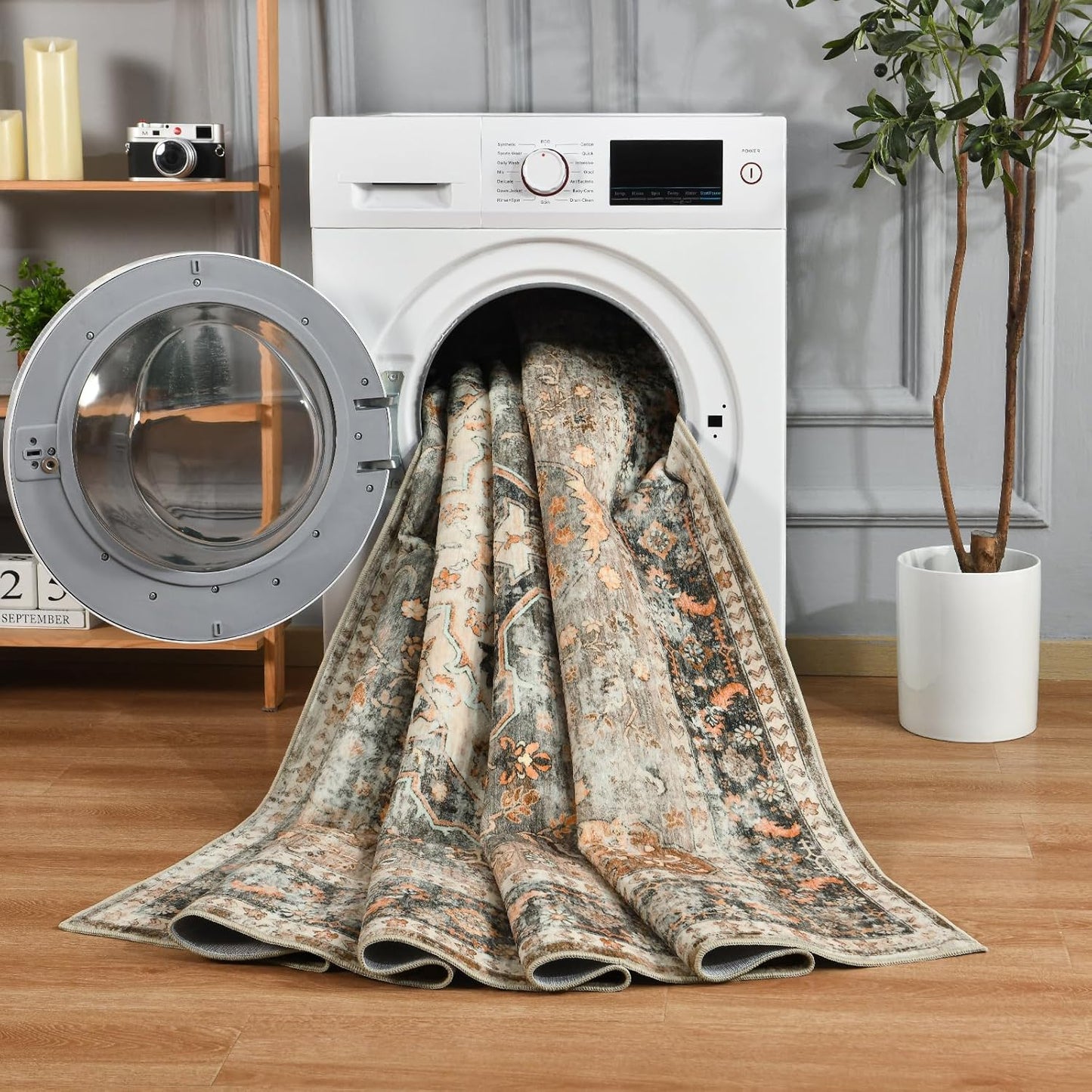 Vintage Floral Print Nonslip Thin Foldable Washable Area Rug | Musicwaker™