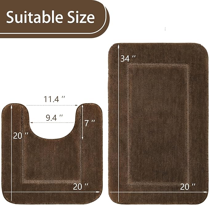 Soft Bath Rug Set 2 Piece Set, U-Shaped Bathroom Rugs | Egoodhome™