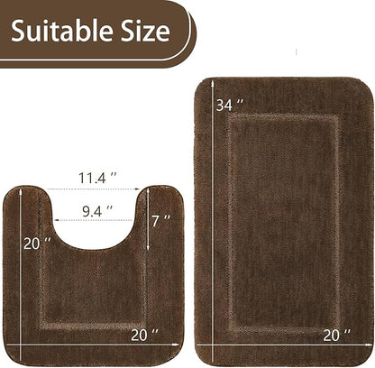 Soft Bath Rug Set 2 Piece Set, U-Shaped Bathroom Rugs | Egoodhome™