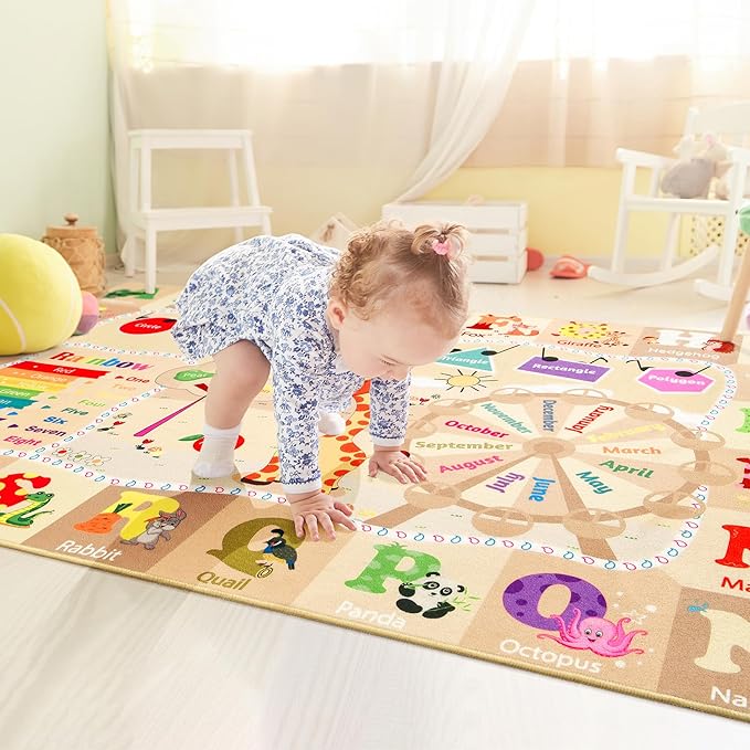 Large Playroom Rug Daycare Kids Rug, Educational and Fun Nursery Rug | Egoodhome™