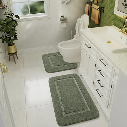 Soft Bath Rug Set 2 Piece Set, U-Shaped Bathroom Rugs | Egoodhome™