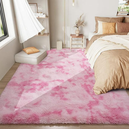 Luxury Fluffy Rainbow Colorful Area Rug | Egoodhome™
