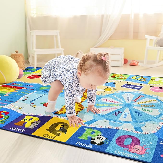 Large Playroom Rug Daycare Kids Rug, Educational and Fun Nursery Rug | Egoodhome™