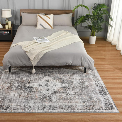 Vintage Floral Print Nonslip Thin Foldable Washable Area Rug | Musicwaker™