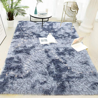 Luxury Fluffy Rainbow Colorful Area Rug | Egoodhome™