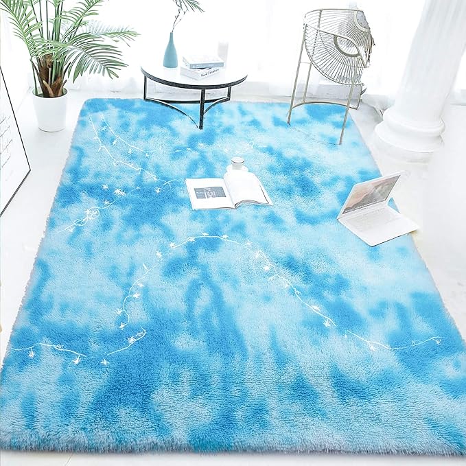Luxury Fluffy Rainbow Colorful Area Rug | Egoodhome™