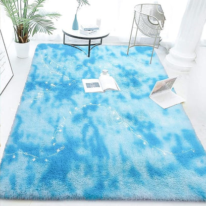 Luxury Fluffy Rainbow Colorful Area Rug | Egoodhome™