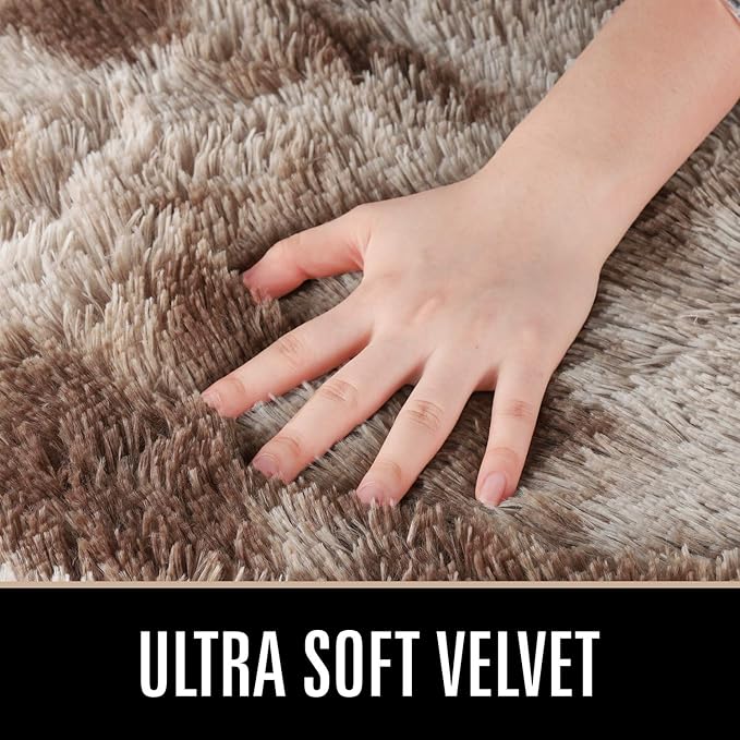 Luxury Fluffy Rainbow Colorful Area Rug | Egoodhome™