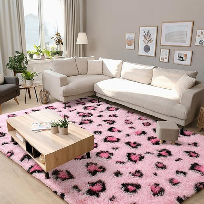 Leopard Print Non Shedding Fluffy Area Rug | Egoodhome™