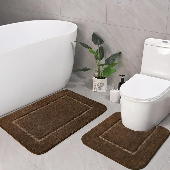 Soft Bath Rug Set 2 Piece Set, U-Shaped Bathroom Rugs | Egoodhome™