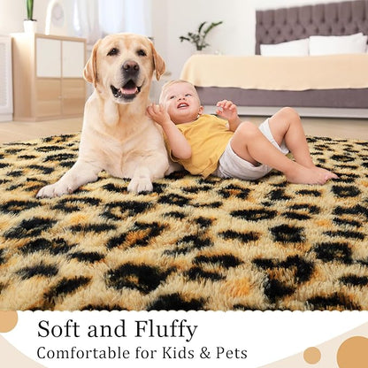 Leopard Print Non Shedding Fluffy Area Rug | Egoodhome™
