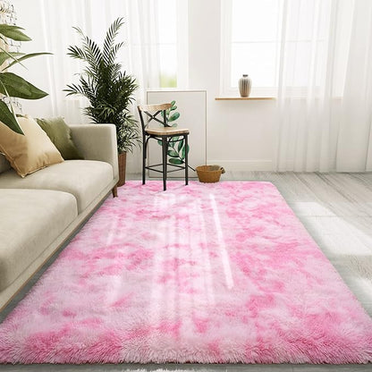 Luxury Fluffy Rainbow Colorful Area Rug | Egoodhome™