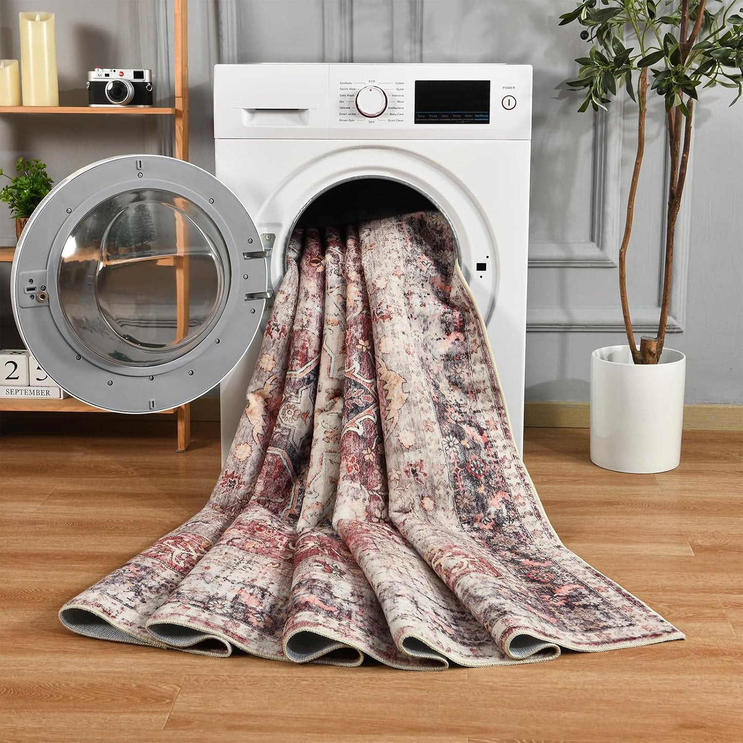 Vintage Floral Print Nonslip Thin Foldable Washable Area Rug | Musicwaker™