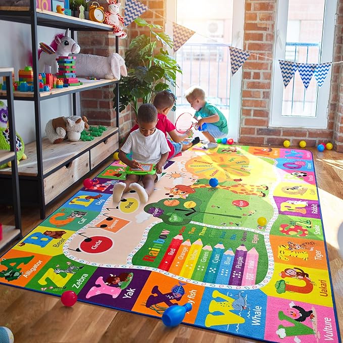 Large Playroom Rug Daycare Kids Rug, Educational and Fun Nursery Rug | Egoodhome™