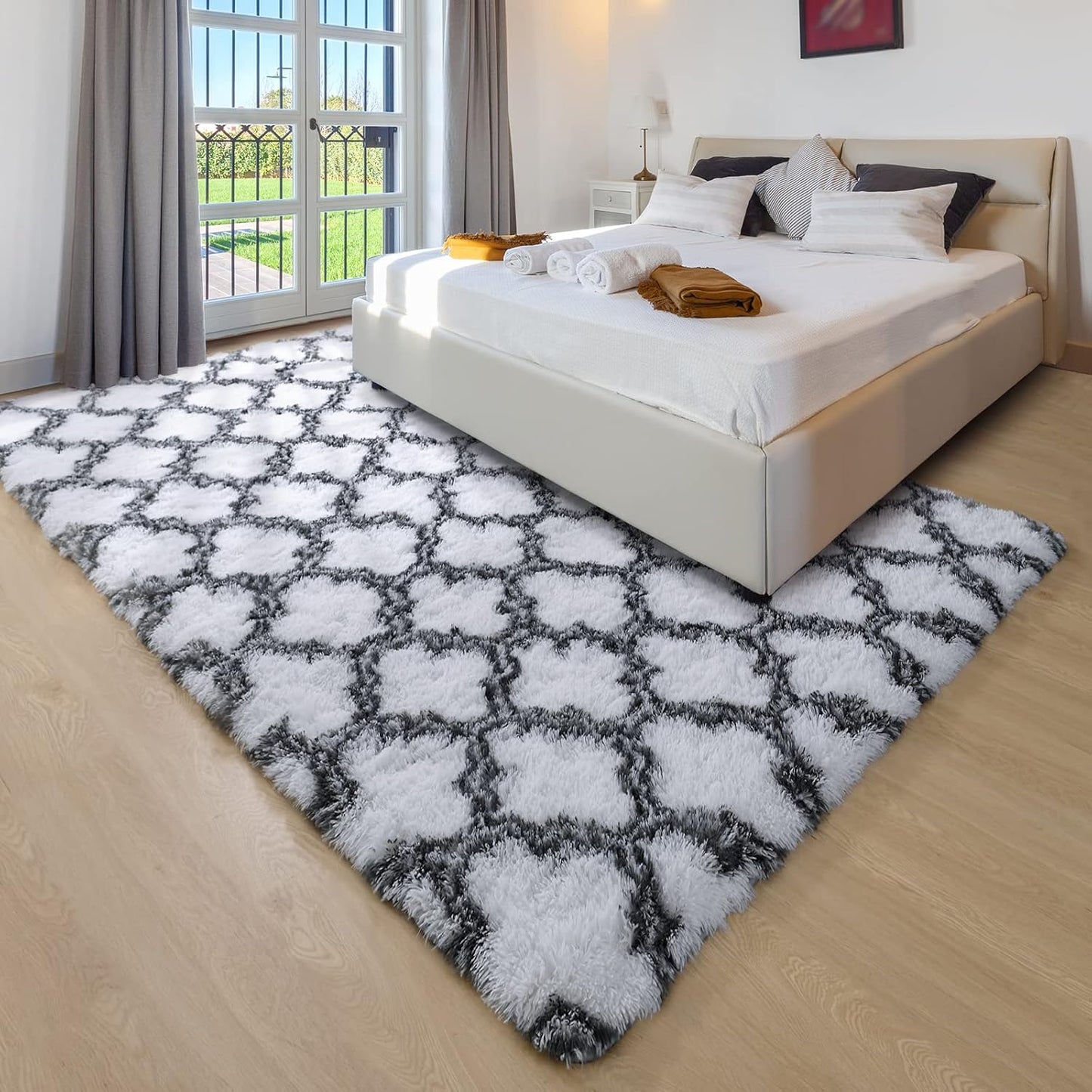 Geometric Plush Fluffy Modern Area Luxury Shag Rugs | MUSICWAKER™