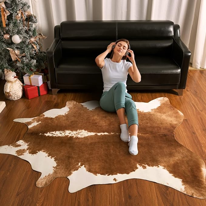 Stylish Cow Large Accent Western Rug | Egoodhome™