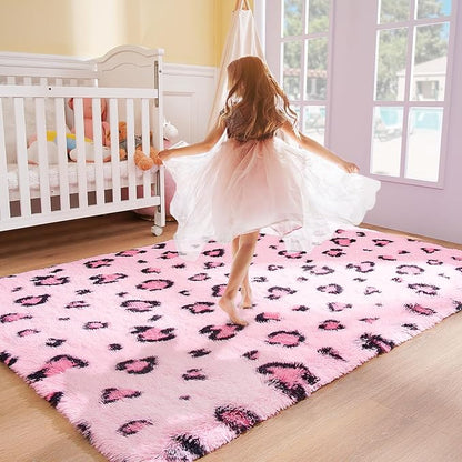 Leopard Print Non Shedding Fluffy Area Rug | Egoodhome™