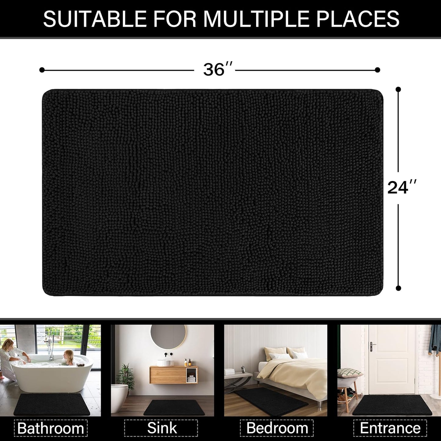 Washable Non Slip Bath Rugs for Bathroom Shower | Egoodhome™
