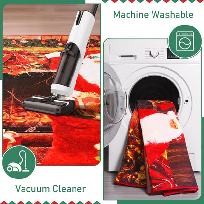 Red Christmas Soft Low-Profile Washable Area Rug | Egoodhome™