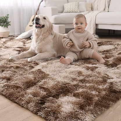 Luxury Fluffy Rainbow Colorful Area Rug | Egoodhome™