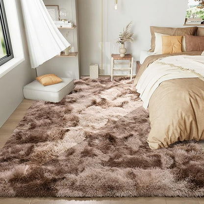 Luxury Fluffy Rainbow Colorful Area Rug | Egoodhome™