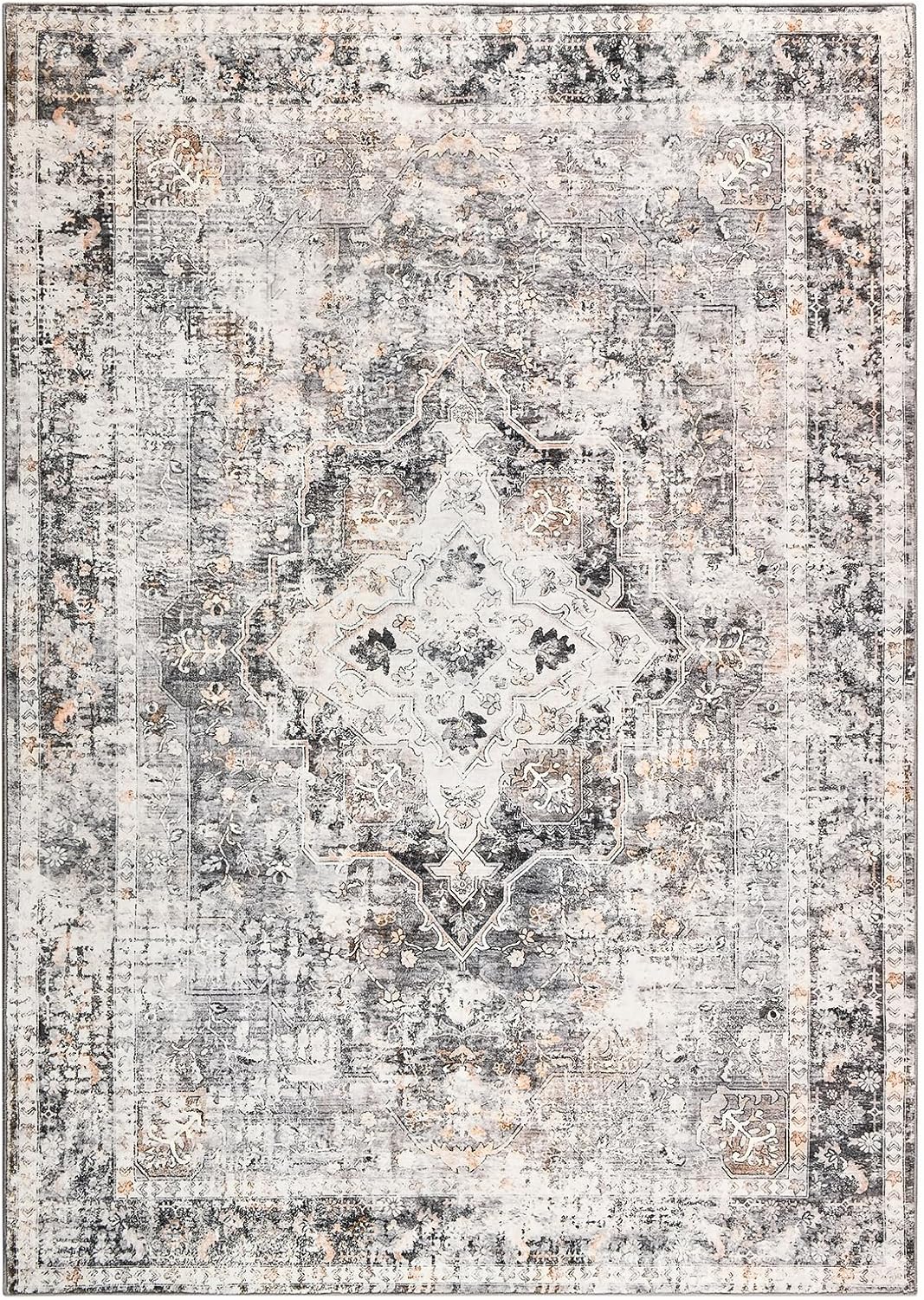 Vintage Floral Print Nonslip Thin Foldable Washable Area Rug | Musicwaker™