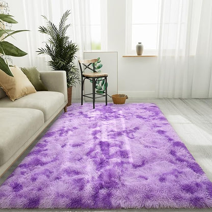 Luxury Fluffy Rainbow Colorful Area Rug | Egoodhome™