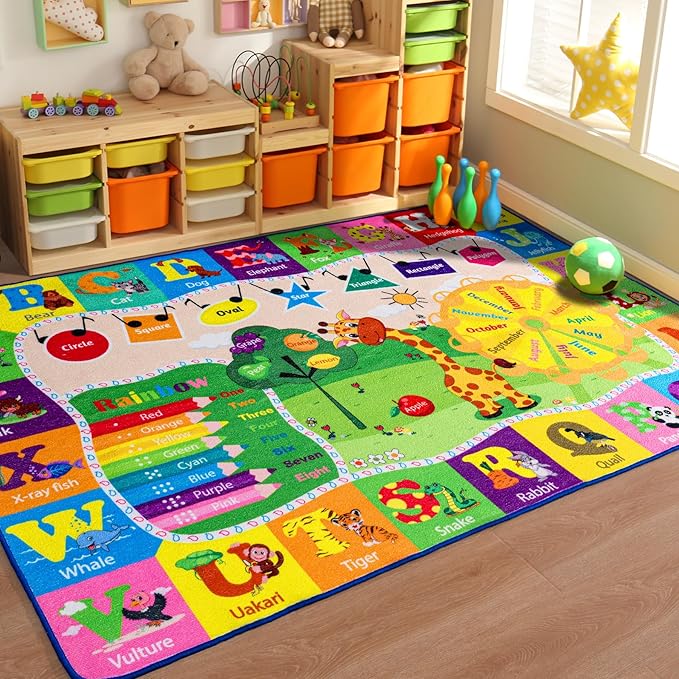 Large Playroom Rug Daycare Kids Rug, Educational and Fun Nursery Rug | Egoodhome™