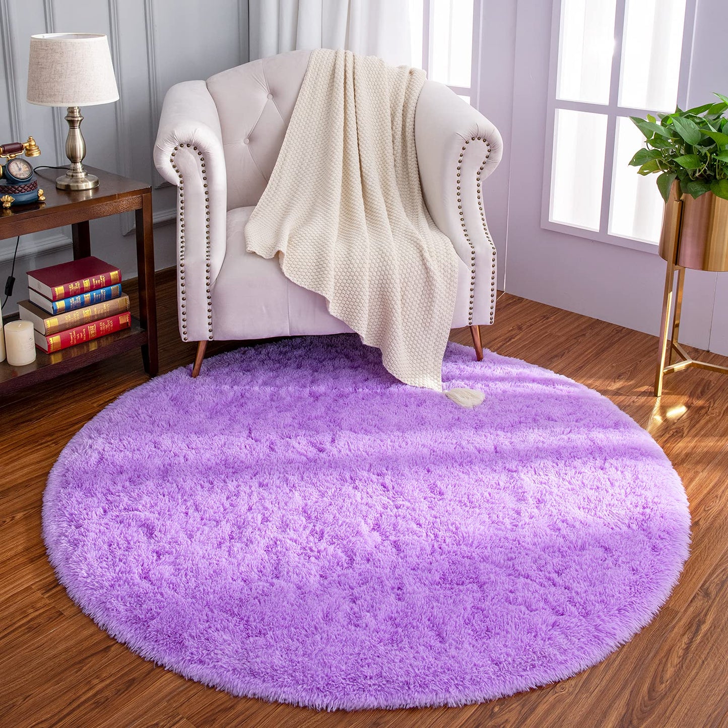 Luxury Round Fluffy Area Rugs 4x4 Feet Super Soft Circle Rug | Egoodhome™