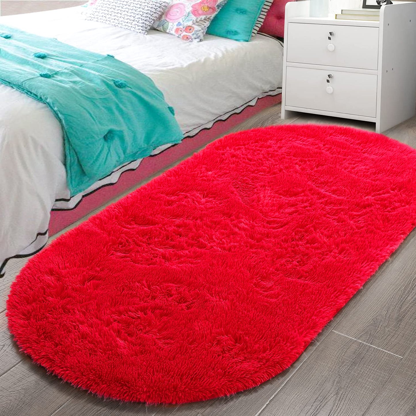 Fluffy Carpet Soft Bedroom Rug Elliptic Modern Shaggy Area Rugs | Egoodhome™
